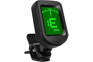 UXEN Guitar Tuner Clip On, Digital Tuners of Guitar Accessories with Picks, for Acoustic Guitar, Electronic Guitar, Bass, Violin, Ukulele and Other Stringed Instruments
