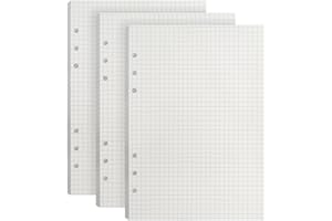 GYSRXS 3 Packungen A5 Nachfüllpapier Kariert 135 Blätte Ringbuch Nachfüllbar Papier 6 Löcher Notizpapier Nachfülleinlagen für A5 Notizbuch,Tagbuch,Skizze,Malerei