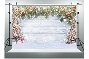 WaW 2.7x1.8m Fotohintergrund Weihnachten Grau Holz Schnee Fotografie Hintergründe für Fotostudios Kinder Baby Shooting