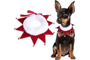 QUOHE Costume Natalizio per Gatti Cani, Collare Natale Regolabile Vestiti Natalizi Accessori Decorazione Sciarpa con Campane, Rosso Collari Vestito Regalo per Piccola Medio Grande Taglia Gatto Cane (XL)