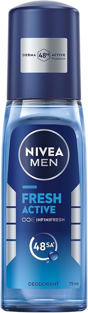 NIVEA MEN Erkek Pump Sprey Deodorant Fresh Active 75ml, Ter Ve Ter Kokusuna Karşı 48 Saat Koruma,Alüminyum İçermez