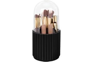 JessLab Make-Up Pinselhalter mit Deckel, 360 Grad drehbare Makeup Pinsel Veranstalter Spinning Kosmetik Halter Pinsel Lagerung Box Display für Bad Eitelkeit Arbeitsplatte, Schwarz