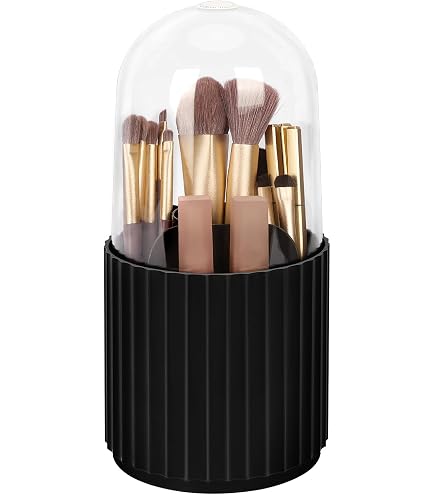 Organisateur Rotatif Pour Pinceaux De Maquillage - Porte-brosse 360° Avec Couvercle Anti-poussière