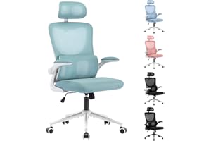 LIYURUI Sedia da scrivania ergonomica con altezza e poggiatesta regolabili, supporto lombare, rete traspirante, braccioli imbottiti, Inclinazione fino a 125°, Girevole a 360°, ufficio, verde