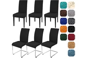 ‎YUGARLIBI Yugarlibi Chair Covers, Set of 6, Stretch Chair Covers, Swing Chair, Elastic Covers, Chair Cover, Removable, Washable Chairs, Protection for Kitchen, Restaurant, Hotel, Banquet, Wedding (Black, 6