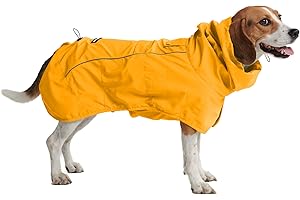 Spark Paws Chubasquero para perro, impermeable, resistente al viento, para perros pequeños, medianos, grandes, extragrandes, reflectantes, transpirables, cobertura de cuerpo completo, color amarillo