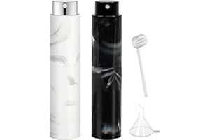 FYY 10ml Travel Perfume Atomiser Refillable - 2PCS Mini Refillable Perfume Bottle Aftershave Spray Bottle, Upgraded Perfume Atomizer Pod and Refill Pump for Outdoor Travelling Black+White