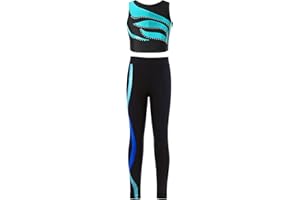 iiniim Mädchen Sport Kleidung Set Jogginganzug Farbblock Sport BH Crop Top Oberteile mit Fitness Hose Jogger Tanz Yoga Training Gr.110-176