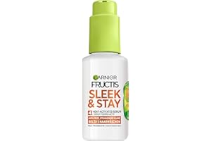 Garnier Fructis Sleek & Stay - Serum activado por calor con alfa-silanos para cabello seco y propenso al encrespamiento, 50 ml