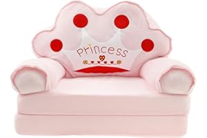 Divano Pieghevole per Bambini Guniata, Principessa, Rosa, Tessuto, Convertibile, 50.5x36x6, per la Festa dei Bambini e Compleanni