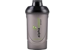 ‎ALPHAVITALIS alphavitalis Protein Eiweiß Shaker 600 ml | Sport Fitness Bodybuilding | BPA frei | auslaufsicher | Mit Schraubverschluss und Sieb für cremige Shakes | smoked schwarz
