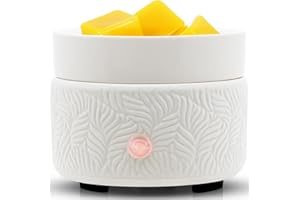 DIALAN'S Electric Wax Melts Candle Burner 3-in-1 Scented Candle Melter Ceramic Wax Melts Warmer Electric Fragrance Essential Oil Burner Aromatherapy Home Office Bedroom Gifts - Embossed Leaves