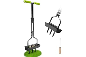 SUNEOWALY Rasenlüfter, Aerifizierer für Rasen Manuell Rasen Aerifizierern Hohlspoon mit Kernsammelrahmen Hand 3 Kern Rasenbelüfter Belüften für Verdichtete Böden und Rasen Hof Garten