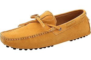 Jamron Hombres Suave Gamuza Mocasines de Conducción Zapatos Hecho a Mano Pantuflas Talla Grande