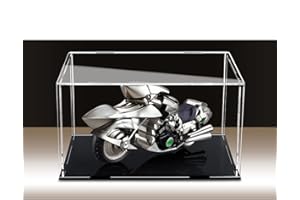 MEEC Vitrine en acrylique transparent,boîte de comptoir de montage avec base noire,vitrine de protection anti-poussière (20 x 8 x 10 inch/50 x 20 x 25 cm)