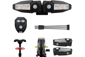 Teguangmei Fanale Posteriore Bicicletta con Proiezione USB Ricaricabile Frecce Bici Elettrica con Telecomando Senza Fili IPX4 150 Lumen Frecce Direzionali per Bici, 5 modalità