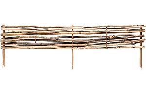 BooGardi Beeteinfassung Holz · in 3 Größen · 20 x 120 cm Haselnuss Beeteingrenzung · Steckzaun zur Beetumrandung · Garten Wegabtrennung