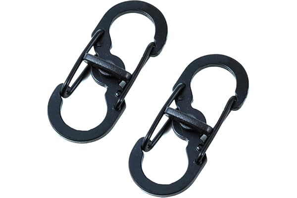 2 Pcs Mini Mousqueton Double Anneau Porte-clé à Inoxydable Durable Unisexe Empêche Les clés et Autres Petits Accessoires de Tomber 35 mm de Long x 15 mm de Large x 1,5 mm d'épaisseur (Noir)
