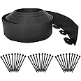Flexible Garden Edging Border 10m,Garden Borders[Extra Tall 10cm High] Landscape Edging Mini Plastic Fence with 30pcs Stakes,Lawn Edging Kit No Dig for Yard Flowerbeds,Grass-Black