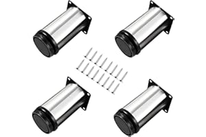Qrity 4 PCS Adjustable Furniture Legs, 100mm Kitchen Cupboard Feet, Chrome Metal Kitchen Cabinet/Worktop Feet & Desk Table Legs (Total:100-115mm)