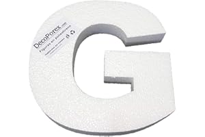 DECOPOREX Letra G de 200mm de Altura x 30mm de Grosor en poliestireno expandido sin Pintar