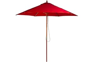 BrackenStyle Wooden 2.5M Garden Parasol – Pully Operated and Machine Washable UV Resistant Garden Umbrella