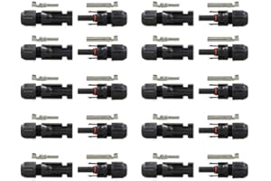 PowMr Mc4 Solar Connector 10 Pairs, Solar Cable Connectors MC4 Male/Female Connector Double Seal Rings for Better Waterproof Effect