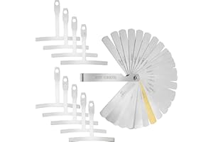 Swpeet Lot de 2 outils de luthier pour guitare avec jauge de rayon de sous-corde et jauge d'épaisseur à 32 lames, outil de mesure de jauge de guitare, jauges d'épaisseur métriques et impériales en