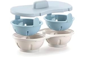 CLOVE Pocheuses à œufs Micro-ondes, Moule à œufs Sans-BPA, Chaudière à œufs, Cuiseur à Vapeur Micro-ondes à œufs, Double Tasse en Polypropylène avec Fermeture (blue)