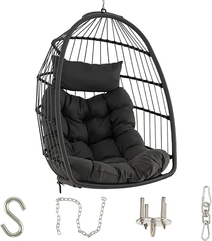 Fauteuil Suspendu Relax 80 Cm Avec Coussin - Blanc - Intérieur Et Extérieur - Panier Tressé - 3