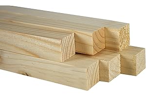 CHELY INTERMARKET Palos Madera 2x2x83cm Pack 6 Listones Naturales Para Bricolaje Carpintería Manualidades Proyectos DIY Corte Preciso Artesanía Decoración Construcción Tallado Lijado