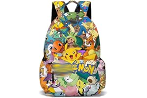 TEMOLIE Sac à dos pour enfants - Motif Pokéball - Unisexe, jaune - pour les fans de jeux