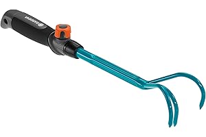 GARDENA combisystem Hand Grubber: Three-tined garden claw for loosening and aerating soil, 7 cm working width, ergonomic handle, corrosion protection (8921-20)