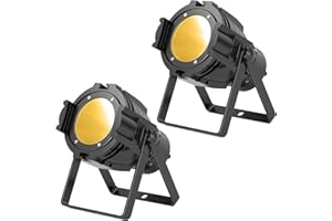 PUZILOZA 2pcs 80W Foco par LED COB Luce discoteca DMX con Blanco frío/Cálido, luz estroboscópica de escenario DJ con ventilador para iglesia, concierto, boda, teatro, Navidad