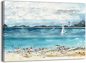 Amazon De Badezimmer Dekoration Strand Wandkunst Ozean Leuchtturm Seevirl Gemalde Kunst Fur Wande