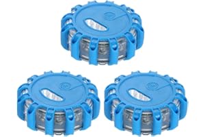 MASO 3 Pack LED Road Light, Car Emergency Roadside Safety Beacons Flashing Warning Light with Magnetic Base for Car Truck Boat （Blue）