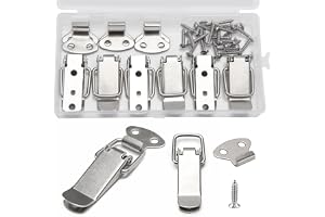 YIXISI 6 Uppsättningar Fjäderbelastat Vippfäste, 72mm Hasp Vippklämmor, Ankfäste Spännen för Skåpslådans Verktygslåda, med 24