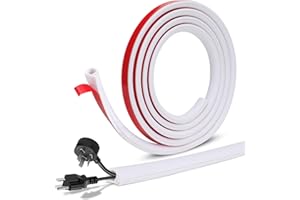 KATIMI Canalina Passacavi Adesiva Senza Trapano, Calpestabile Bianco, Muro Pavimento Tagliabile, Canaletta per Cavi Elettrici Ignifugo, per Casa (2M)