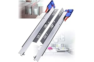YENUO Bottom Mounted Soft Close Drawer Runners Slides Hidden undermount Full Extension 250 300 350 400 450 500 550 600 mm Ball Bearing Rails Track Load 45 kg 1 Pair