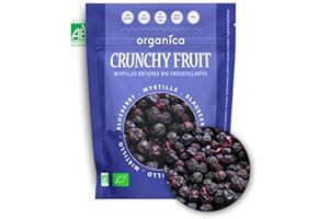 ORGANICA DOWN TO EARTH Organica Food – Crunchy Family Myrtilles lyophilisées Bio 100% fruit – Sachet refermable 60 g snack croustillant vegan sans sucres ajoutés