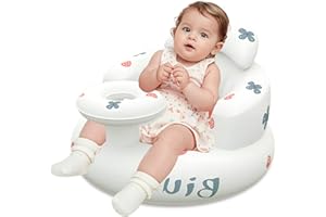 HITTOPSS Inflatable Baby Chair for 3 Months and Up, Toddler Floor Baby Seats for Sitting Up, Inflatable Sofa Built-in Air Pump, Blow Up Chair with Back and Neck Support (Strawberry)