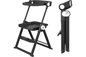 Cowiewie Folding Learning Tower for Children, Foldable Montessori Learning Chair for Kitchen, Age 18 Months to 4 Years, Black