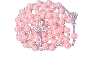 FLAFARY Rosary Beads, Rosary Beads Catholic for Men and Women Pack in Holy Cup Metal Gift Box, First Communion Rosary for Girls and boys, Rosary Necklace as Gifts for Mother, Grandmother, Elders.