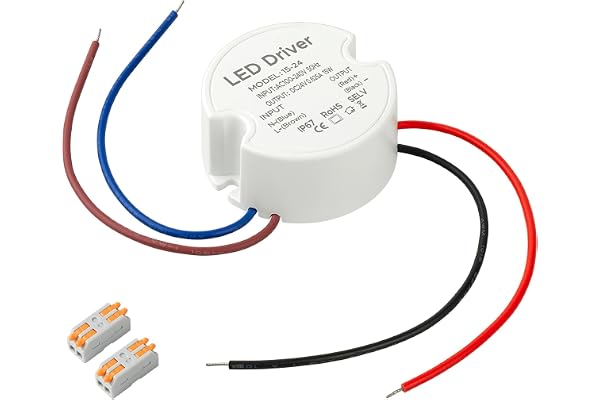 Karyoosi Transformateur LED 24V, IP67 étanche Transfo 15W 0.62A, LED Driver Rond 220V à 24V pour Éclairage Intérieur et Extérieur