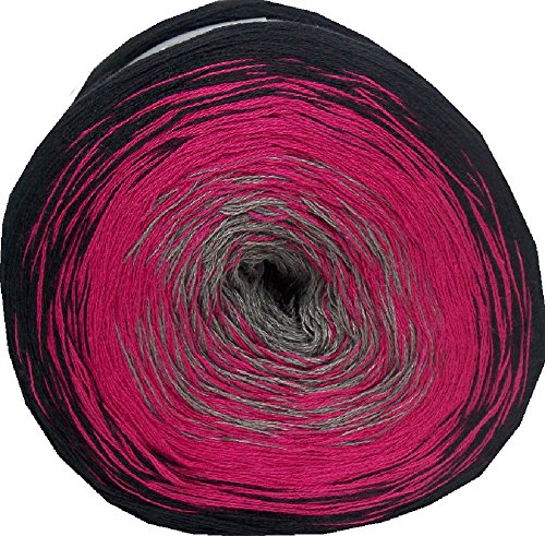 Rellana Regenbogen Bobbel – 200 g Farbverlaufswolle ideal für Tücher 3 schwarz-pink-grau - 2
