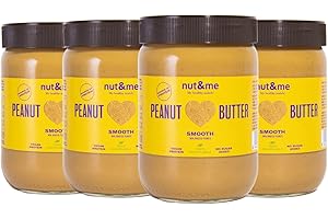 Beurre de cacahuètes Smooth 2 kg nut&me | 100% Naturel | Sans Gluten | Vegan | Sans Sucre | Sans Huile de Palme | 100% Cacahuète grillée | Vegan | Pack 4 x 500 g