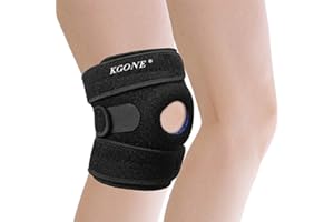 KGONE Knee Brace Support with Anti-Slip Design, Fully-Adjustable Neoprene Brace-Support for Sports, Arthritis Pain Relief, Joint Pain, Tendonitis, Meniscus Tear, Basketball, Running, Men & Women
