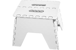 SPICOM Small Folding Step Stool Small Kitchen Step Tool for Kids Adults Lightweight Space Saving Easy Folding Stool Portable Foot Stool (White)