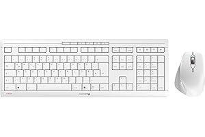 ‎CHERRY CHERRY Stream Desktop Comfort, Kabelloses Tastatur-Maus-Set, Deutsches Layout (QWERTZ), 2,4 GHz Funk, Leise Tasten, Ergonomische Rechtshändermaus, Weiß-Grau