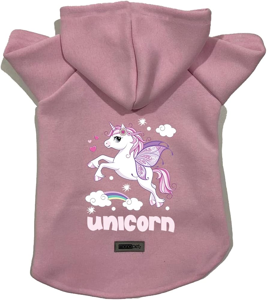 monopetz Kapişonlu Polar Sweatshirt Köpek ve Kedi Kıyafeti & Elbisesi - Pembe Unicorn S Beden